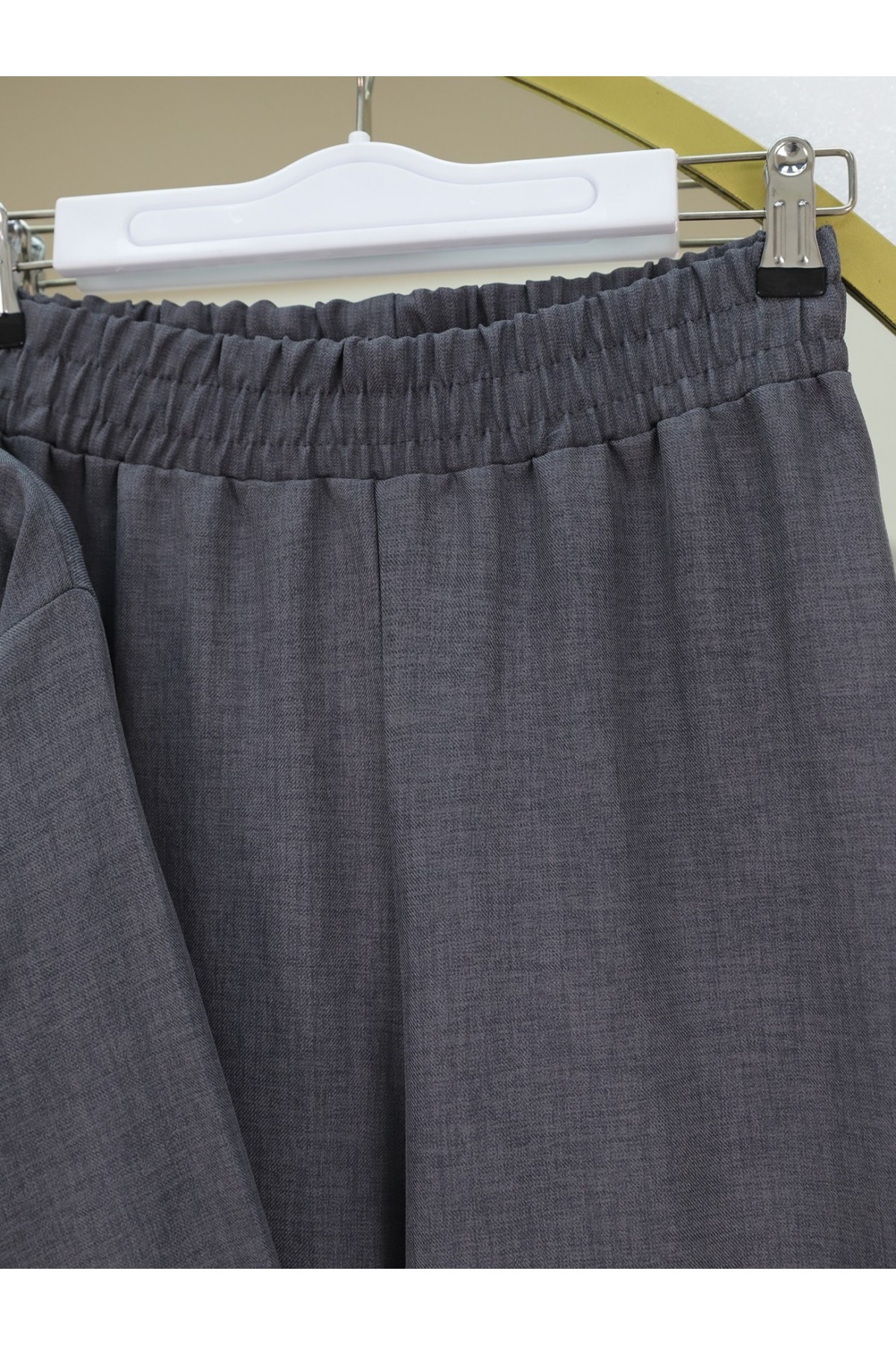 Önden Bağlamalı Pantolonlu Kimono Takım   -Füme