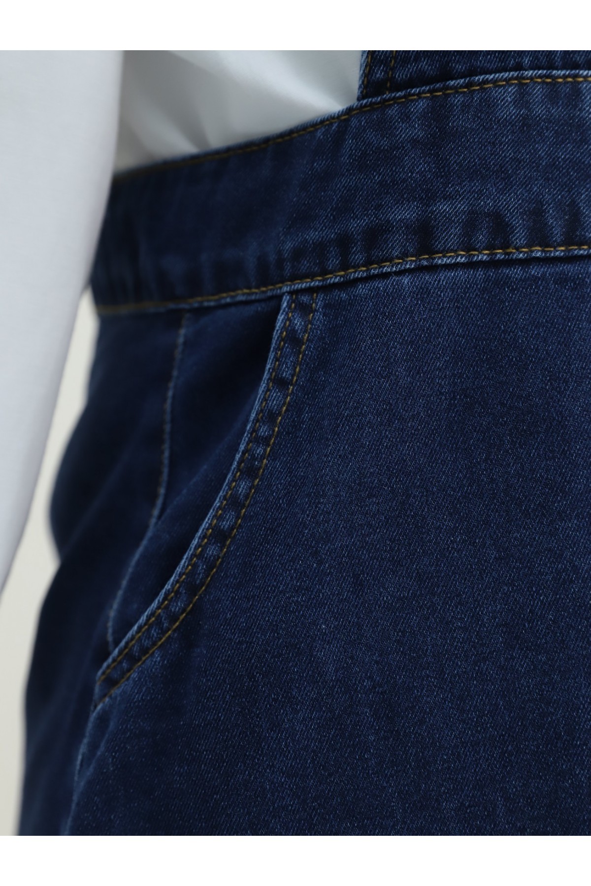 Önden Düğmeli Yan Cepli Eteği Fırfırlı Kot Jile  -Laci