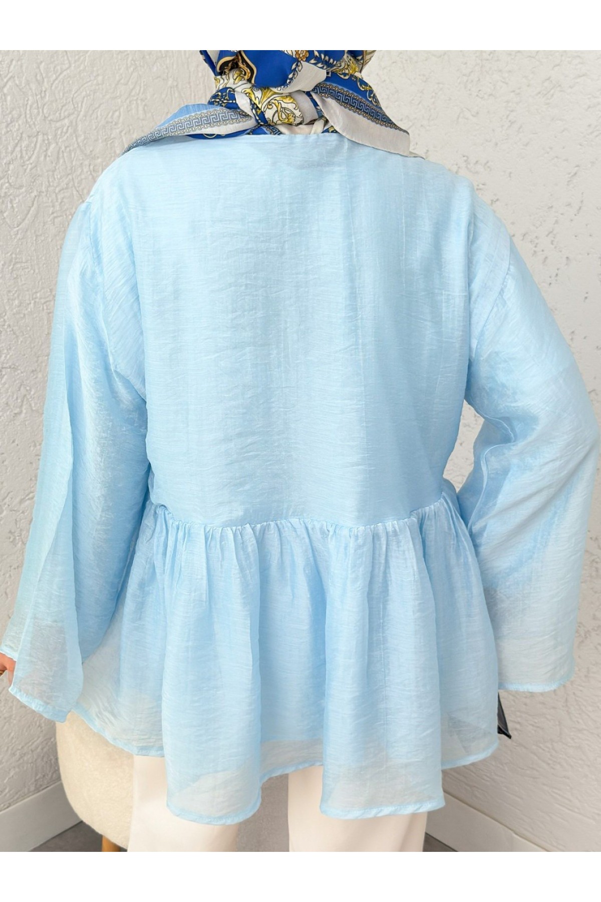 Çift Bağlamalı İçi Astarlı Modal Kimono -Bebe Mavi