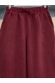 Beli Lastikli Bağcık Detaylı Cepli Bol Paça Tensel Pantolon -Bordo