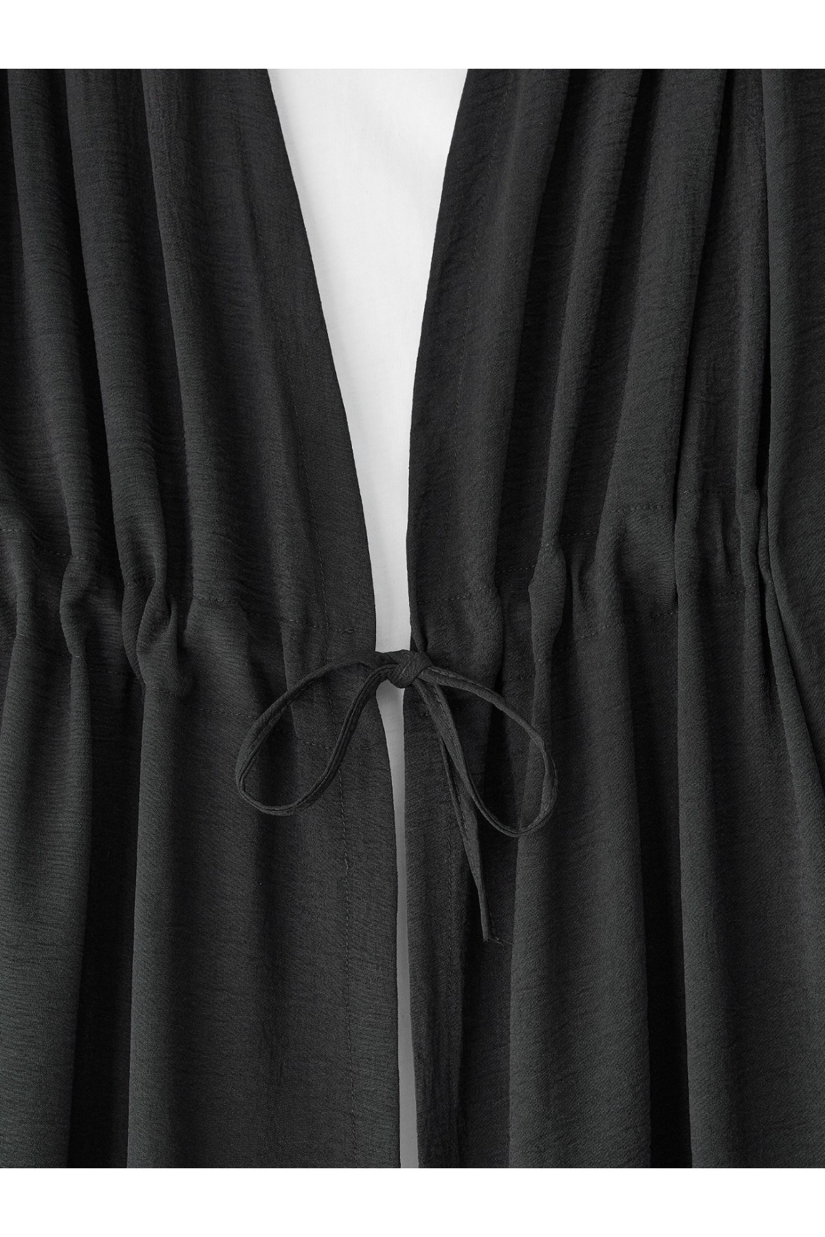 Tünel Bağcıklı Ayrobin Kimono Takım -Siyah