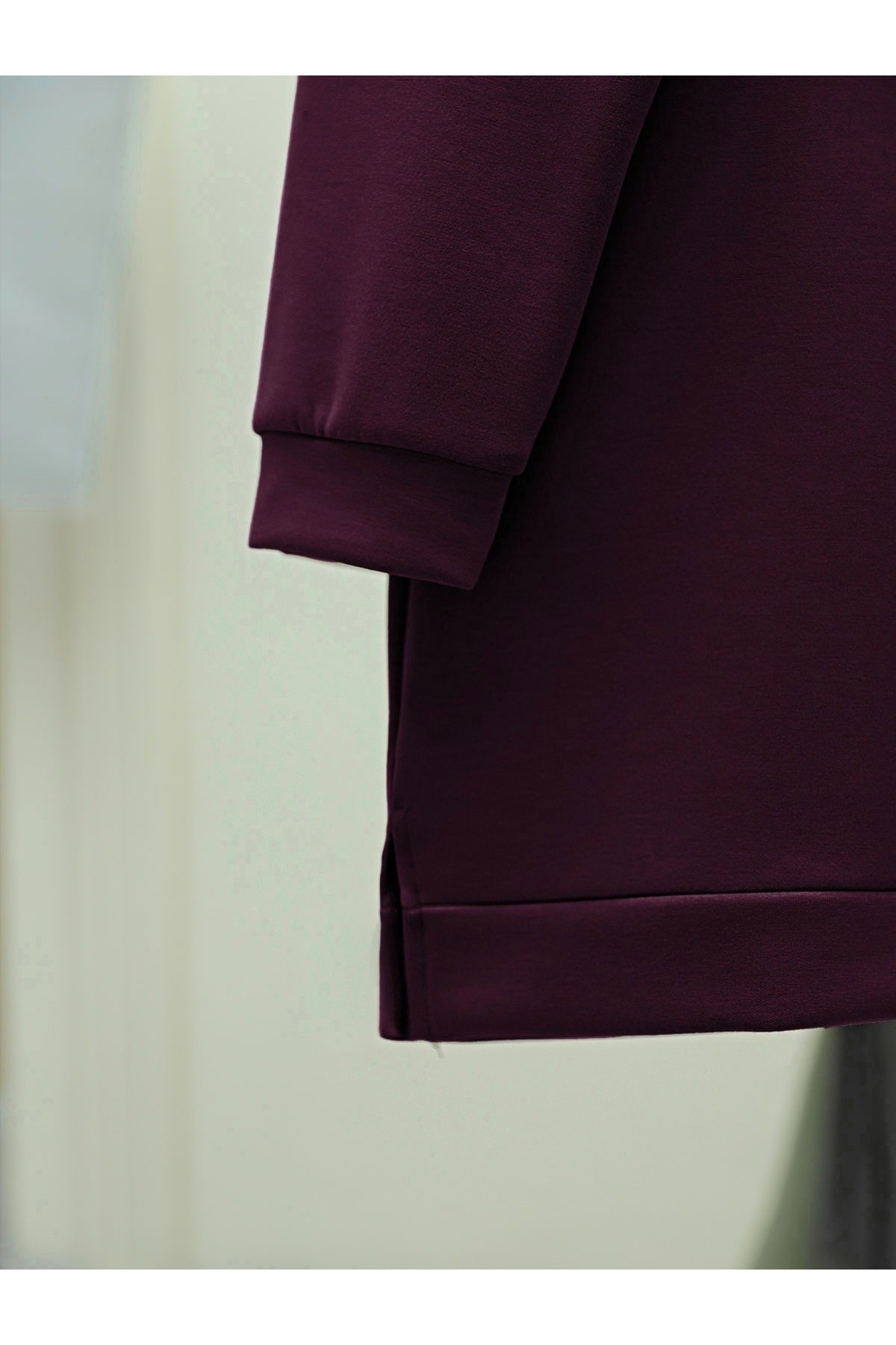 Kuş Desenli Taşlı Oysho Tunik  -Bordo