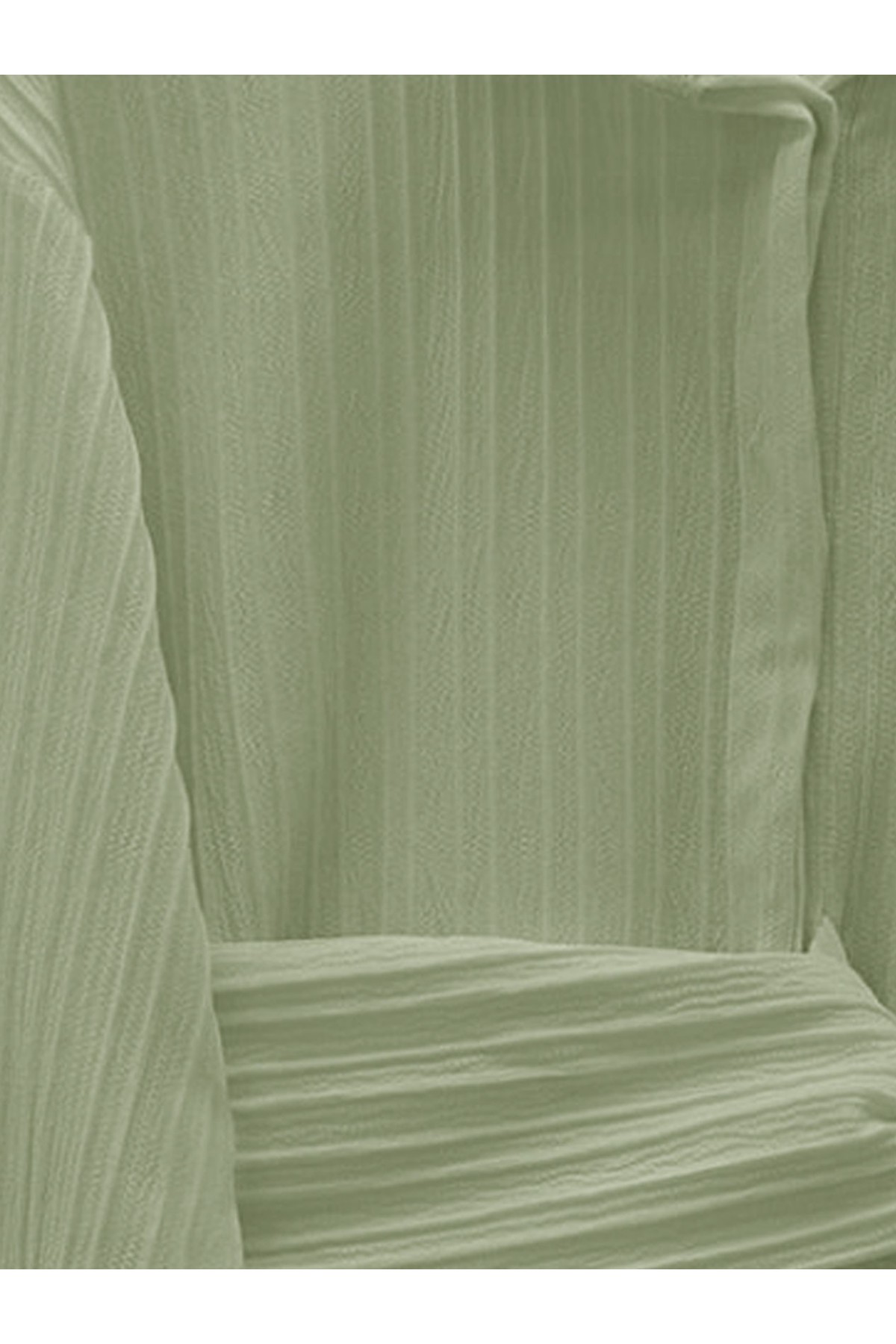 Belden Bağlamalı Fitlli Krinkıl Gömlek  -Su Yeşili