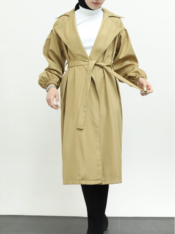 Düğmesiz Kemerli Standart Bonding Kap  -Karamel