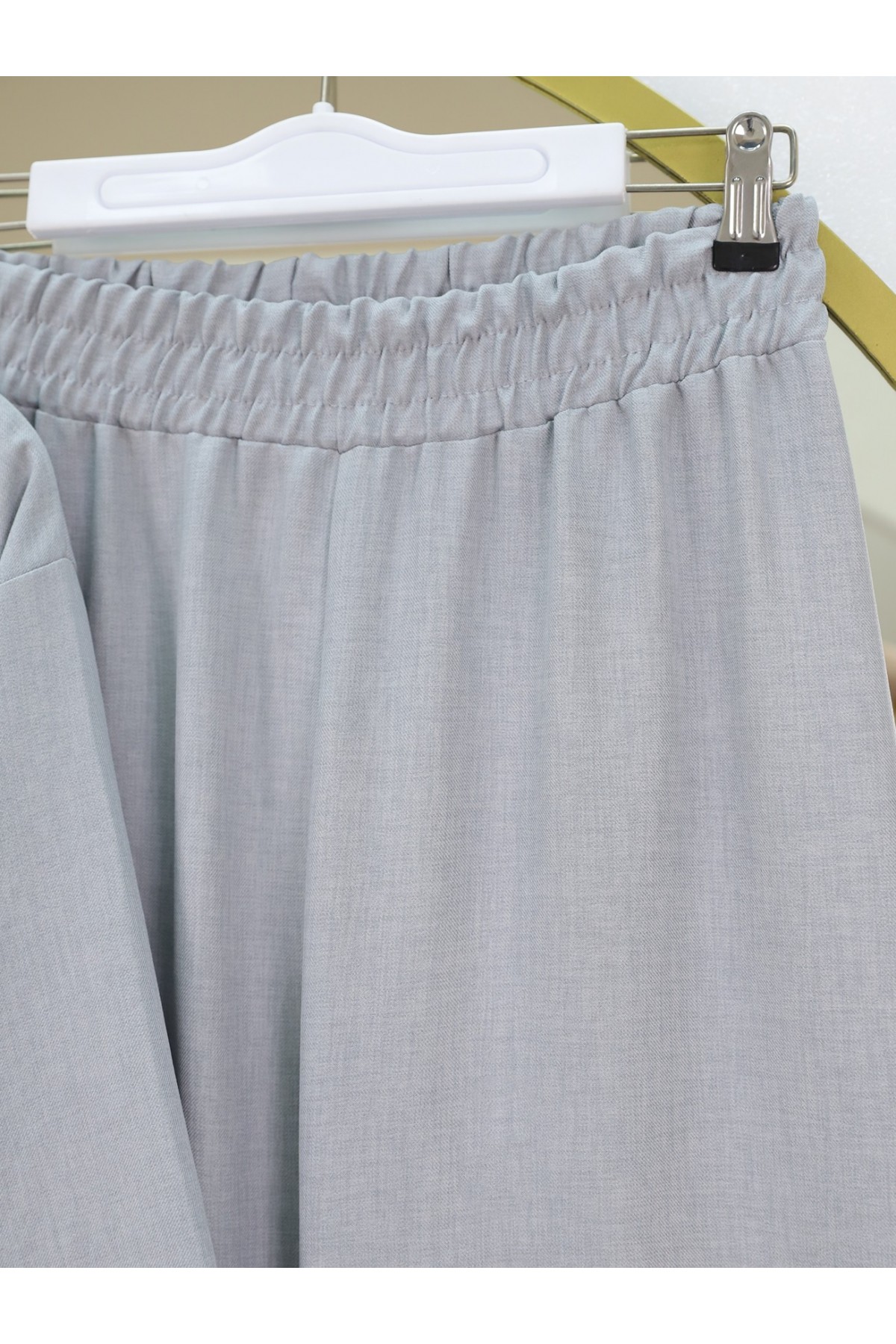 Önden Bağlamalı Pantolonlu Kimono Takım   -Gri