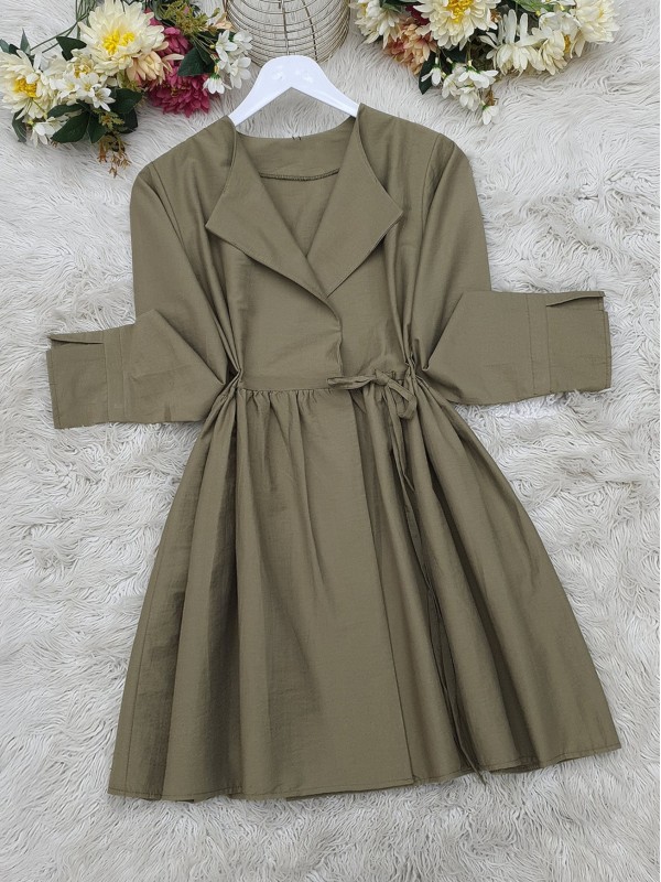 Yan Bağcıklı Kol Manşeti Yırtmaçlı Kimono -Kamuflaj